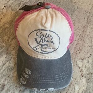 Salty Vibes Sunset Beach NC Distressed Baseball Hat